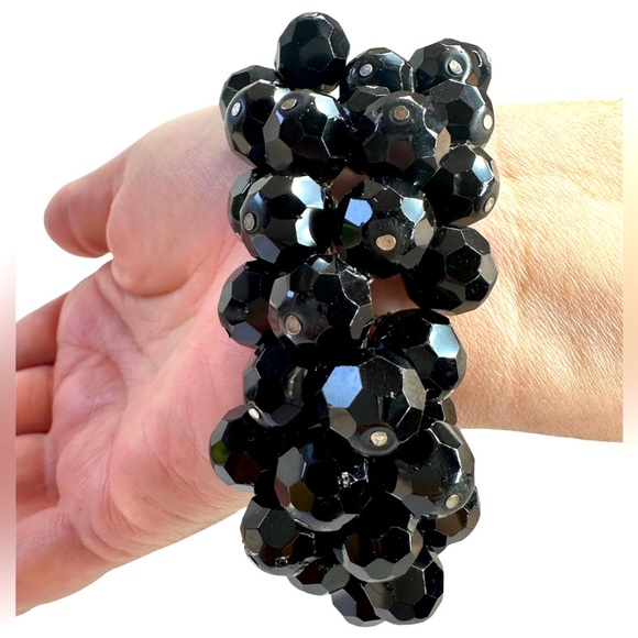 Dramatic Black Swarovski Crystal Draped Bracelet Custom Made - Picture 4 of 4